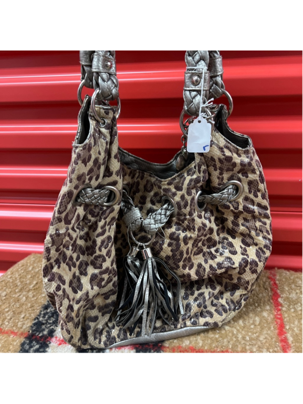 Women's Bueno Shoulder Bag One Size Brown Leopard Print Silver Accents
